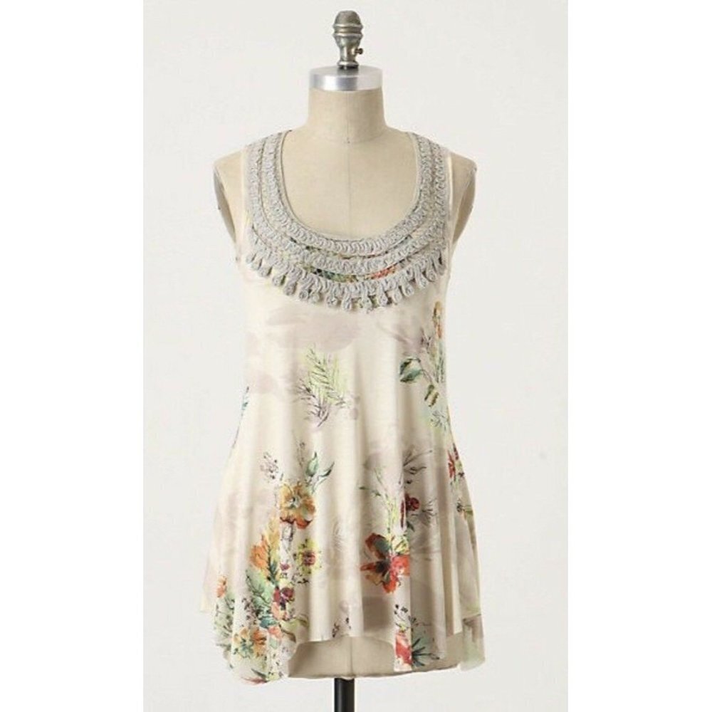 Weston Wear Floral Drapey Flowy Embellished Neck